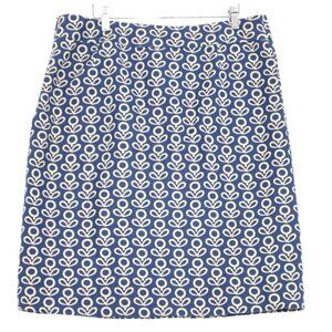 Boden Womens Blue & Cream Skirt Size 16 Office Siren Career Grannycore